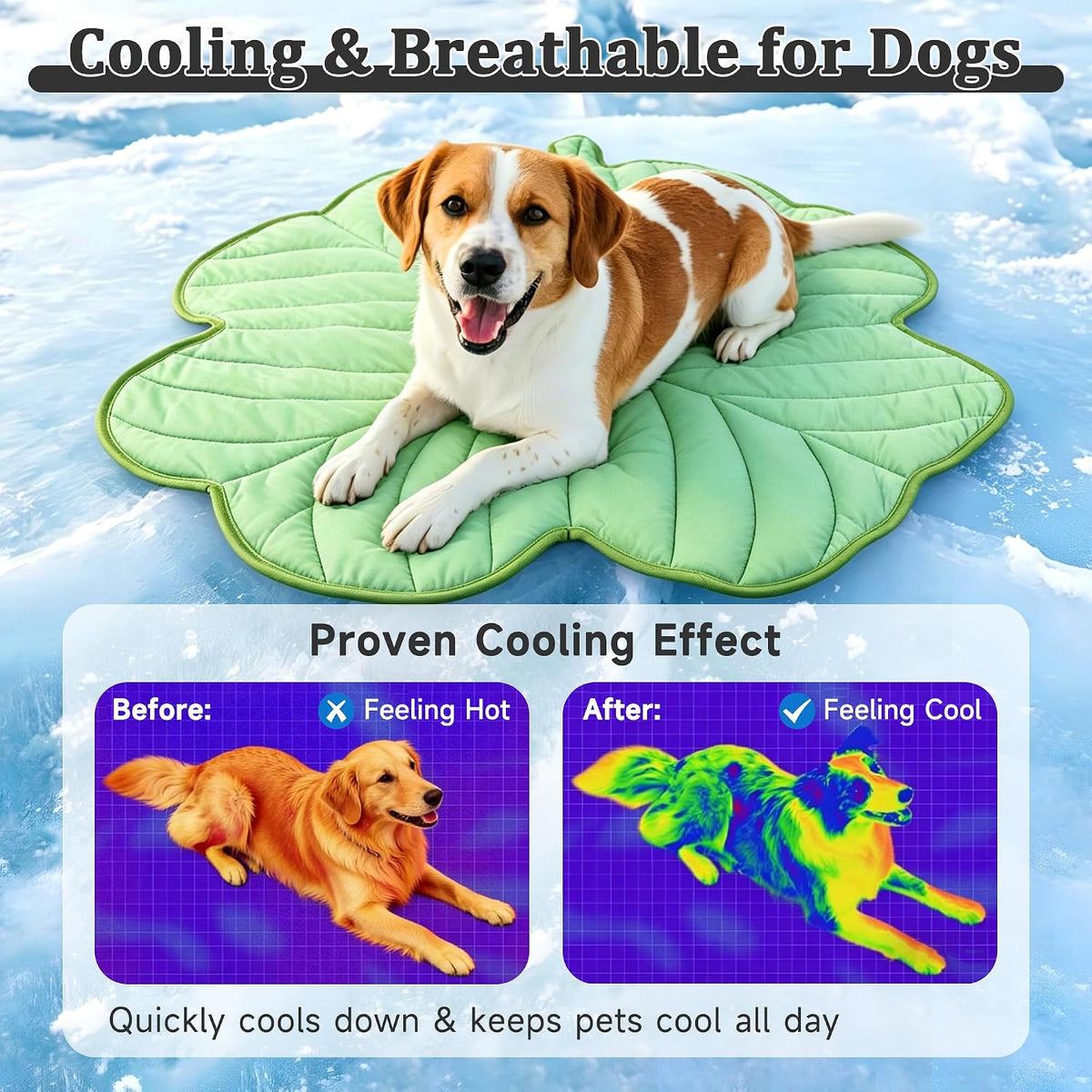 Dog Cooling Mat, Premium Lightweight Pet Cooling Blanket Bed Cover for Dogs, Cat, Puppies | Ice - Medium / Four-Leaved Clover - image 4