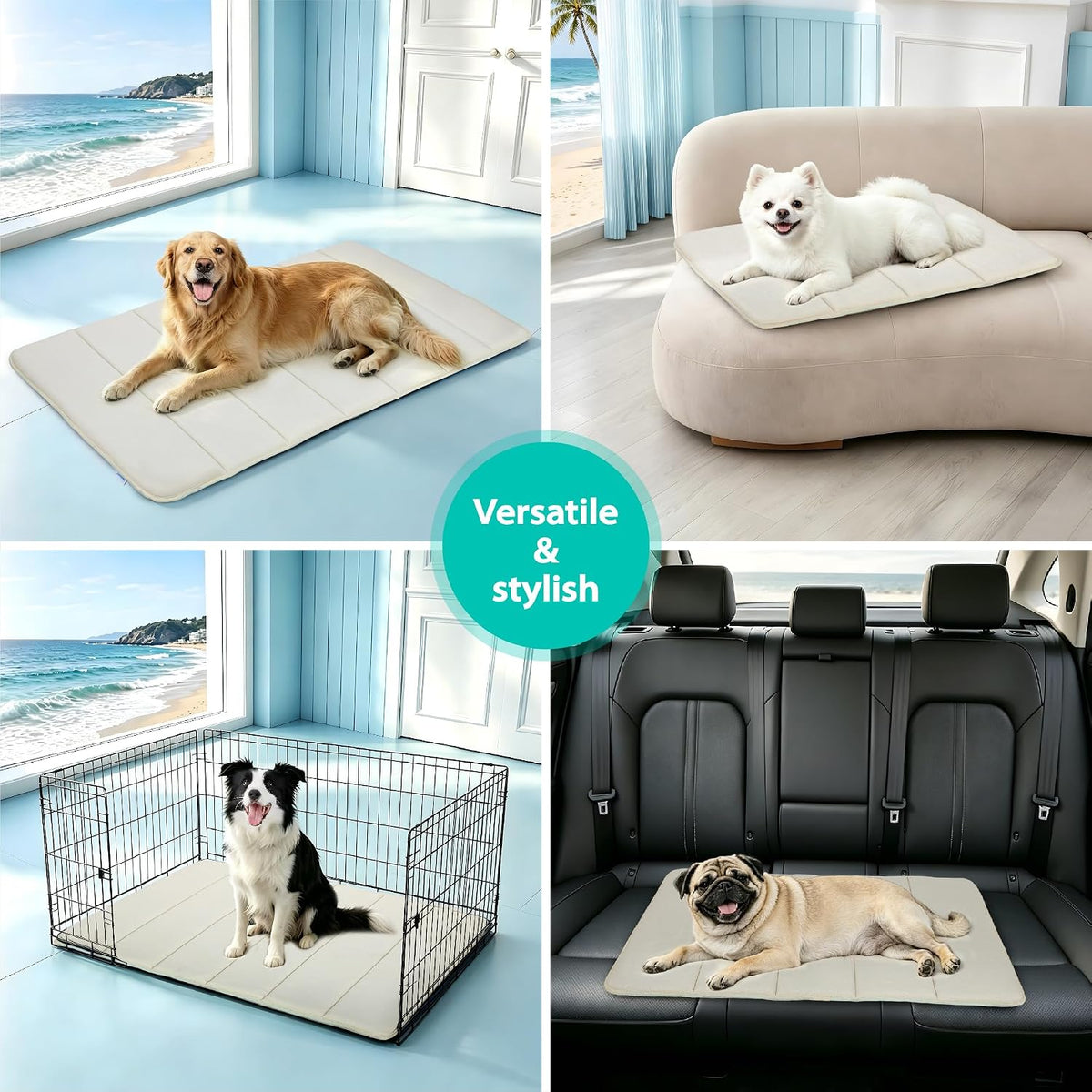 Dog Cooling Mat for Large Dogs, 35"x23" Memory Foam Pet Pad – Essentials for Dogs - Dark Beige / 41"L x 27"W x 0.8"H - image 3