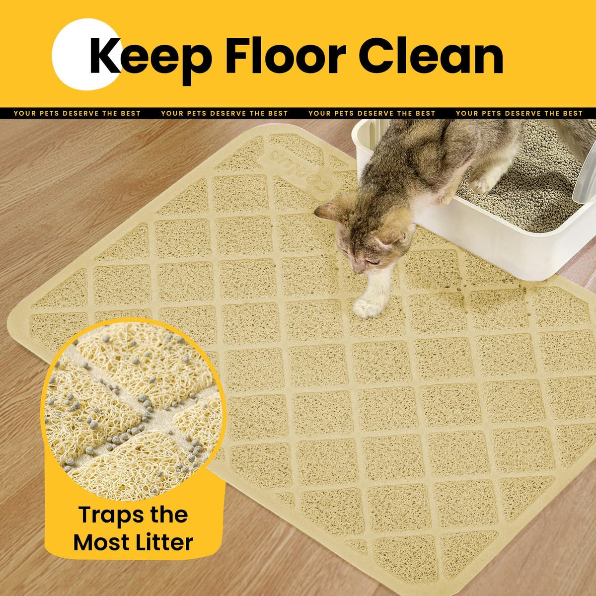 Conlun Cat Litter Mat Litter Trapping Mat - Beige / Small (24" x 17") - image 3