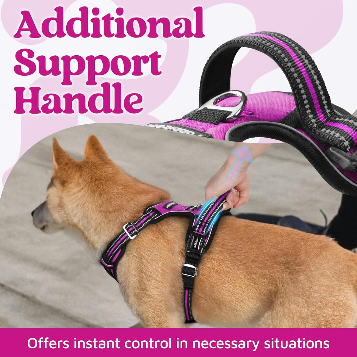 rabbitgoo Dog Harness for Large, No Pull 3 Buckles Easy On & Off – Essentials for Dogs - Purple / X-Large - image 4