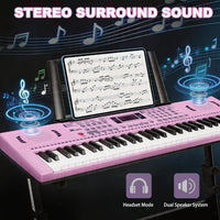 Kids Keyboard Piano, 61 Key Electronic Piano – Fun for Kids & Family - Pink with Stand - image 2