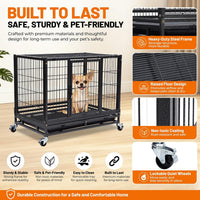 Homey Pet 31 inch stackable metal dog crate with wheels, two doors and pull-out tray - view 3