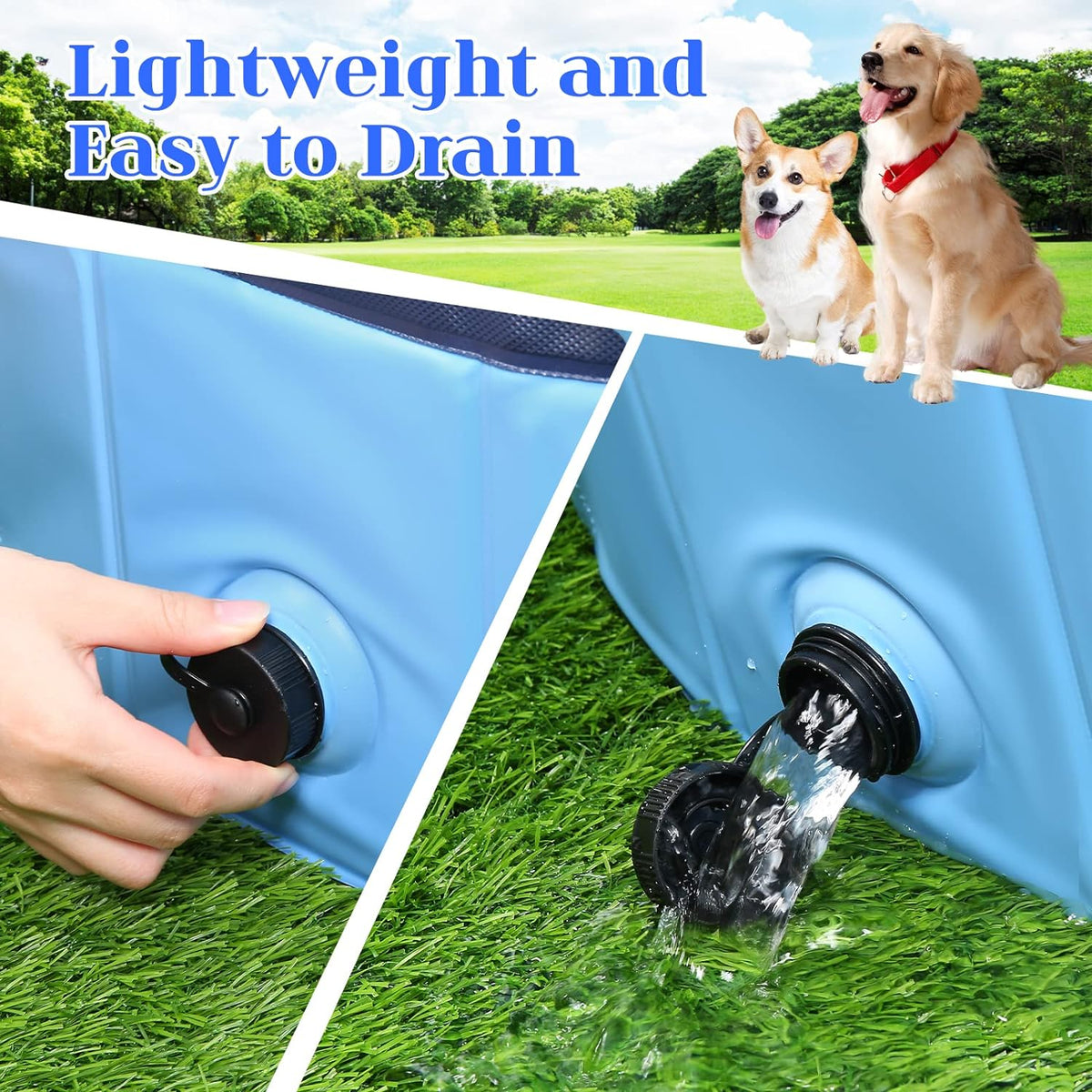 Foldable Dog Pool, Portable Pet Bath Tub and Kiddie Swimming Pool – Essentials for Dogs - 55"-XL / Blue - image 4