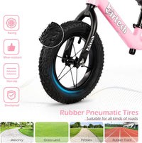 Birtech 12 inch balance bike with air rubber tires, U-shaped footrest and aluminum handlebar - view 7