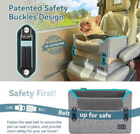 PETSFIT Dog Car Seats for Small Dogs, Patent Safety Buckles Dog Booster Car Seat, Dog Carseat with Safety Belt, Suitable for Small Pets Up to 25lbs (Grey)