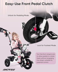 RIDYEE 7-in-1 toddler tricycle with push handle, canopy and rubber tires - view 12