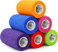 OK TAPE Self Adherent Cohesive Bandages Wrap - 6Packs, 4" x 5 Yards, Non-Woven Self Adhesive Bandage Wrap for Thumb, Finger, Wrist, Ankle, Vet Wrap Bandages Tape (Mixed Colors)