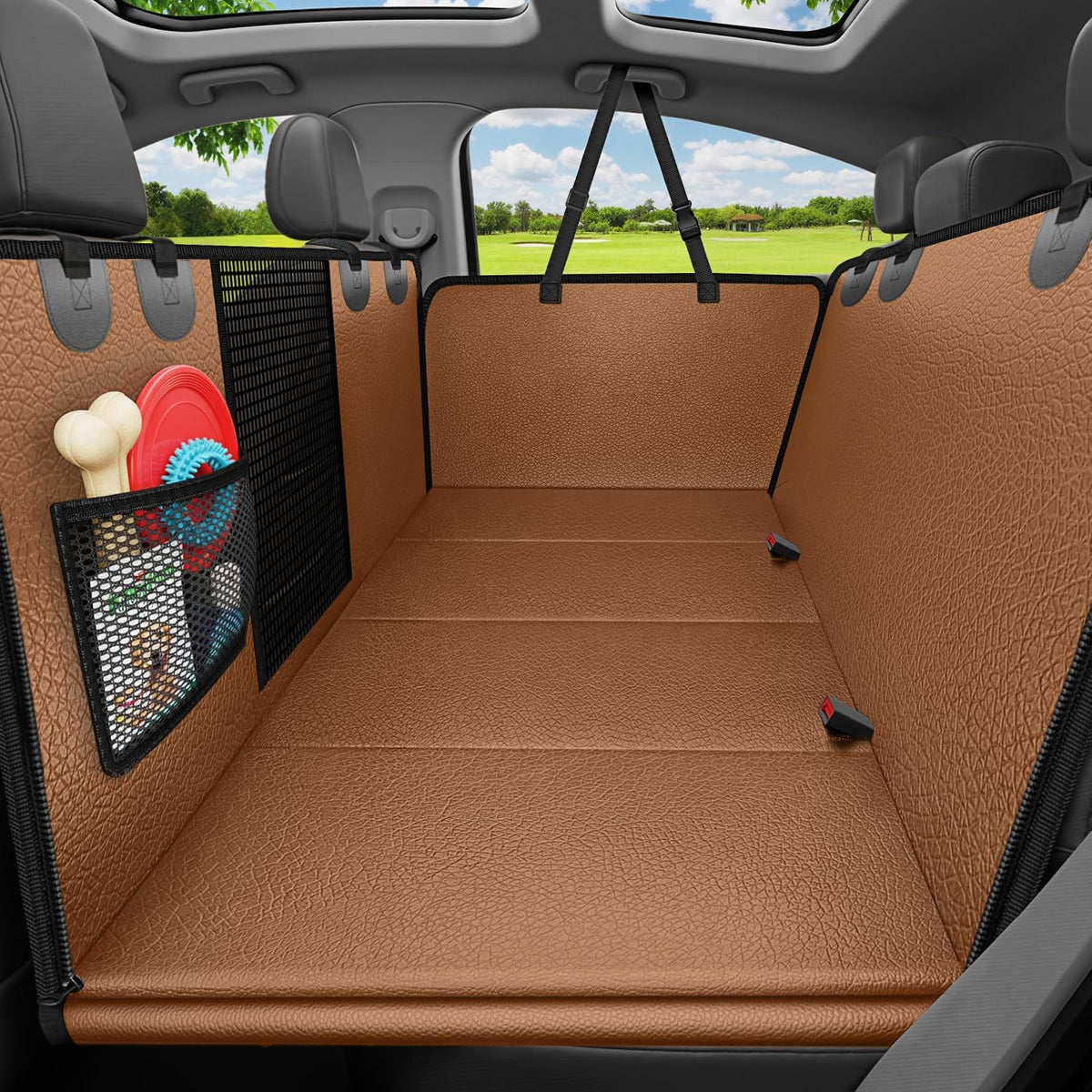 URPOWER Dog Car Seat Cover for Back Seat - Brown / Standard - 54" Length