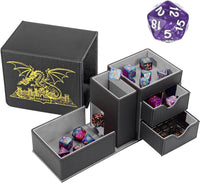 Stepane dice tray and dice tower storage box in black and red PU leather with drawers - view 6