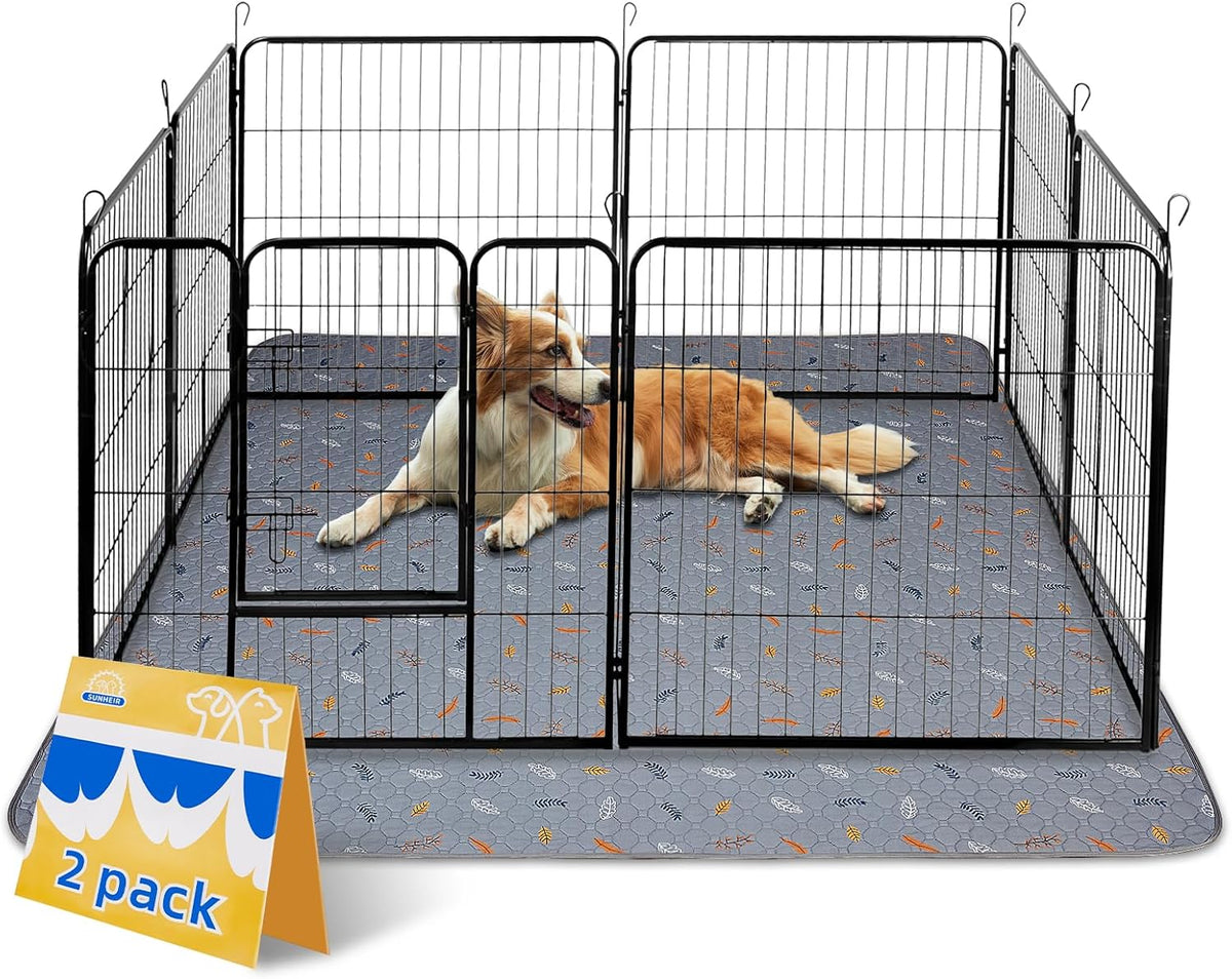 Washable Pee Pads for Dogs - Leaves - Light Grey / 48x60 Inch (Pack of 2)