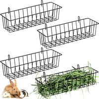 Therwen 4 Pcs Rabbit Hay Feeder Guinea Pig Heavy Duty Metal Frame Hay - 12.4 x 3.9 x 3 Inches