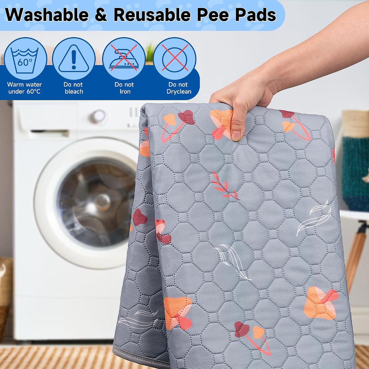 4 Pack Washable Pee Pads for Dogs - Light Grey / 30x34 Inch (Pack of 2) - image 4