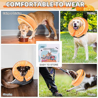 KOOLTAIL Inflatable Dog Cone Collar, Soft Dog Cone Alternative for Large Medium Small Dogs After Surgery, Cute Costume Adjustable Donut Neck Cone for Dogs Cats, Comfortable Recovery E Collar,Orange M