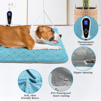 Cat Heating Pad with Smart Temperature and Timer Adjustable – Essentials for Cats - Blue 47*30'' - image 2