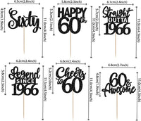 24PCS Black Happy 50th Birthday Cupcake Toppers Fifty Straight Outta - Black / 60th - image 2