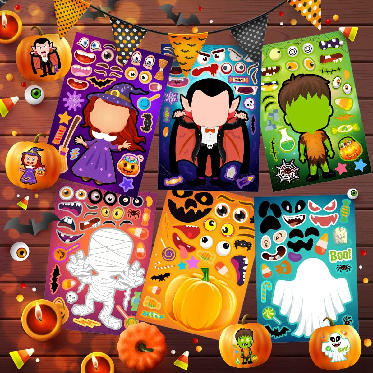 60 Packs Halloween Stickers Pumpkin Decorating Kit - 30pcs Halloween Sticker - image 4