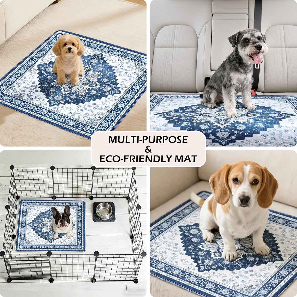 Washable Pee Pads for Dogs 72"x72" Reusable Dog Pads Extra Large - Blue / 36x41 Inch (Pack of 2) - image 3