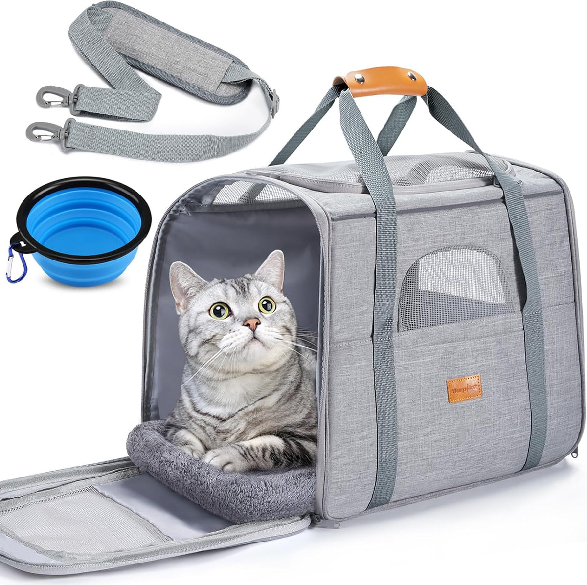 Morpilot Cat Carrier Soft for Large Medium Cats and Puppy up to – Essentials for Dogs - Light Gray / 18.0"L x 12.5"W x 14.0"H