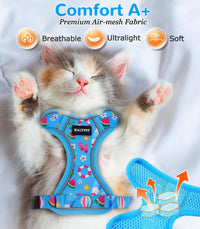 Cat Harness and Leash Set, Escape Proof Kitten Harness, Black - H604 Pro Ocean Blue / Medium (13-18lb) - image 3