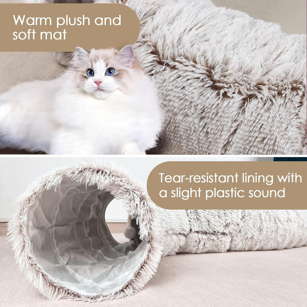 Cat Tunnel Bed for Indoor Cats - brown - image 2