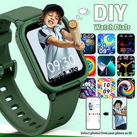 Smart Watch for Kids No Phone Needed, Tempered Glass Fitness Tracker Boy Teens with 19 Sport Modes, Pedometer, Sleep Monitor, Kids Watch Birthday Gifts Toy Gift for Girls Boys 6-16 (Green)