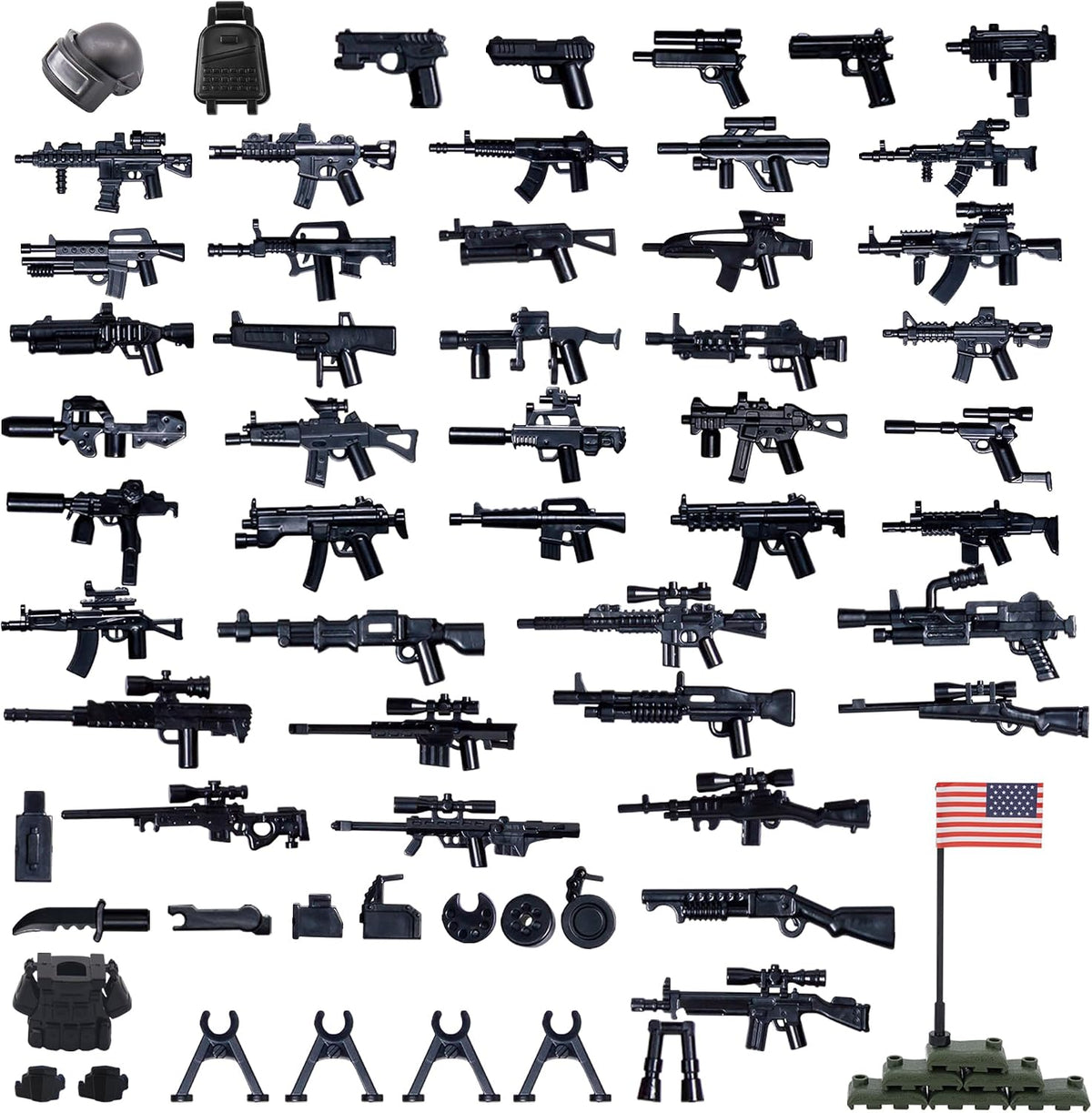 Himirich U.S. WW2 military weapons pack for mini figures in black ABS plastic - view 2