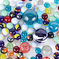LovesTown 180 piece assorted glass and ceramic planet marbles with shooters in a gift box