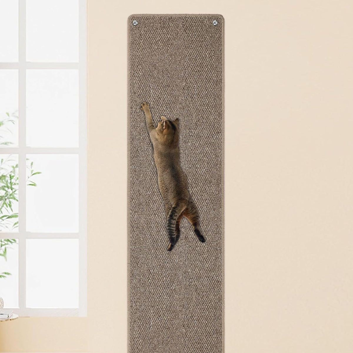 FHTONGE 71x15.8" Thickened Cat Wall Climbing Carpet with 16 Fixed - Chocolate Brown / 71x15.8"(180x40cm)