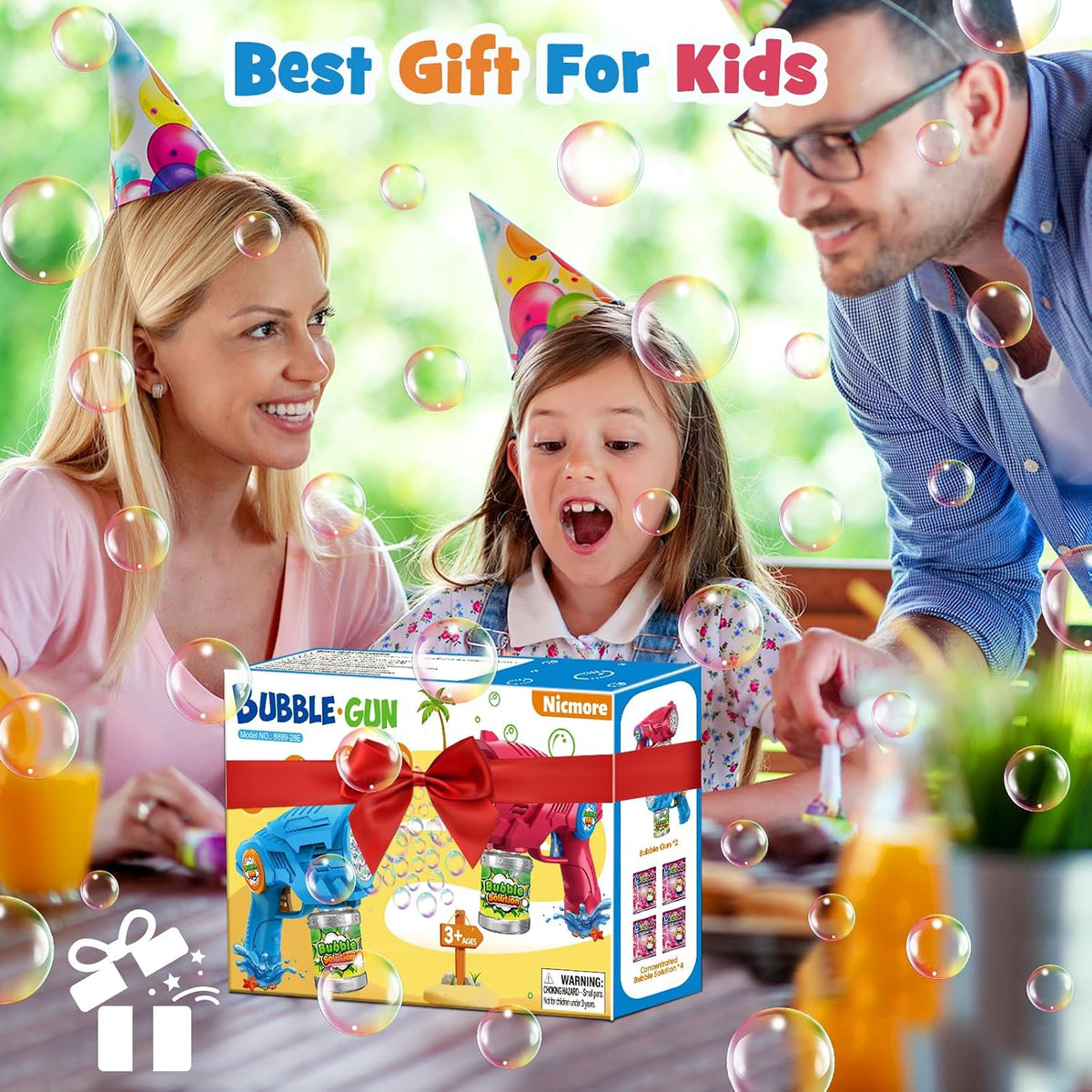 Nicmore automatic bubble gun 2-pack for kids with bubble solution bottles - view 16
