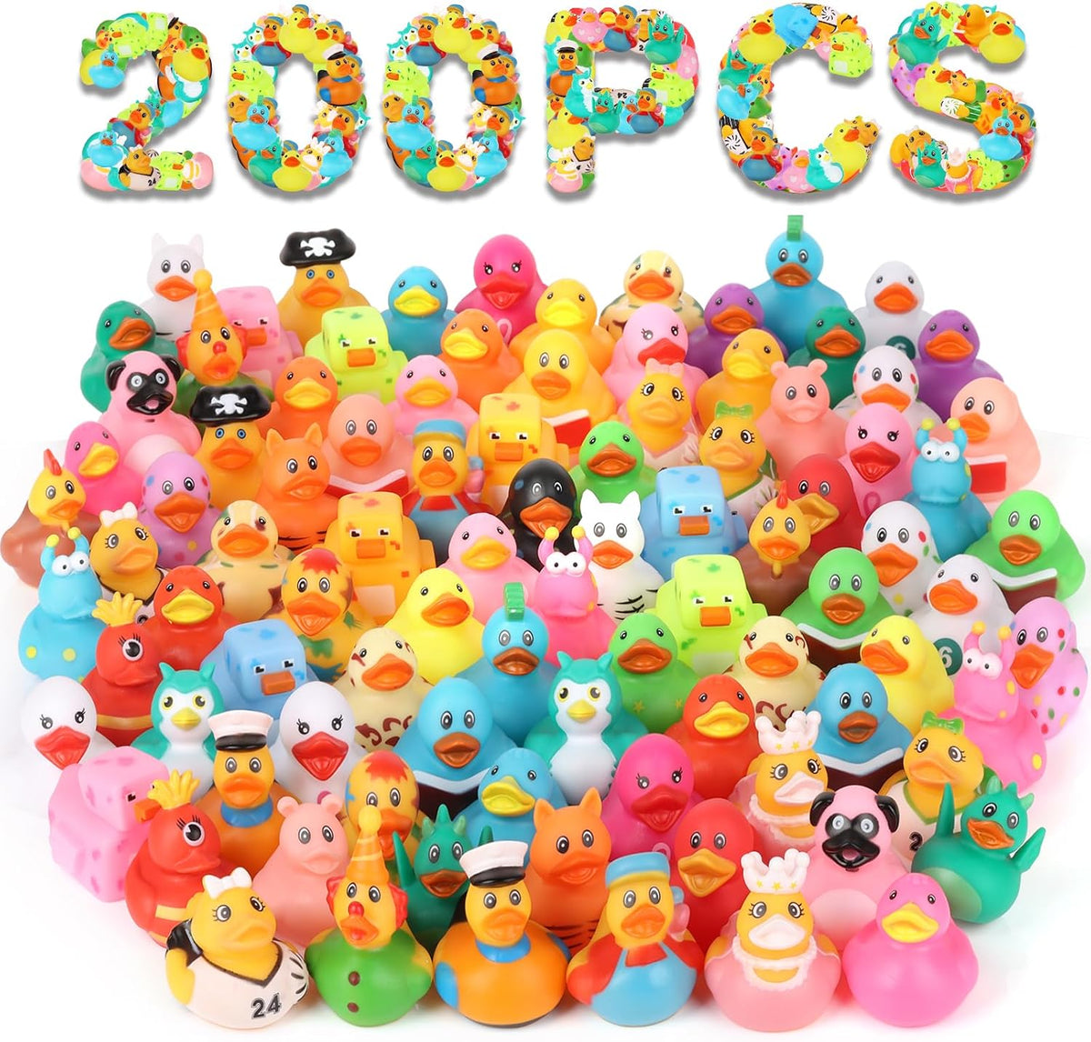 DMSKY 52 Pcs Halloween Rubber Ducks in Bulk, Assorted Styles – Fun for Kids & Family - Pack of 200