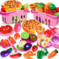 100 Pcs Play Food Set for Kids Kitchen - Pink