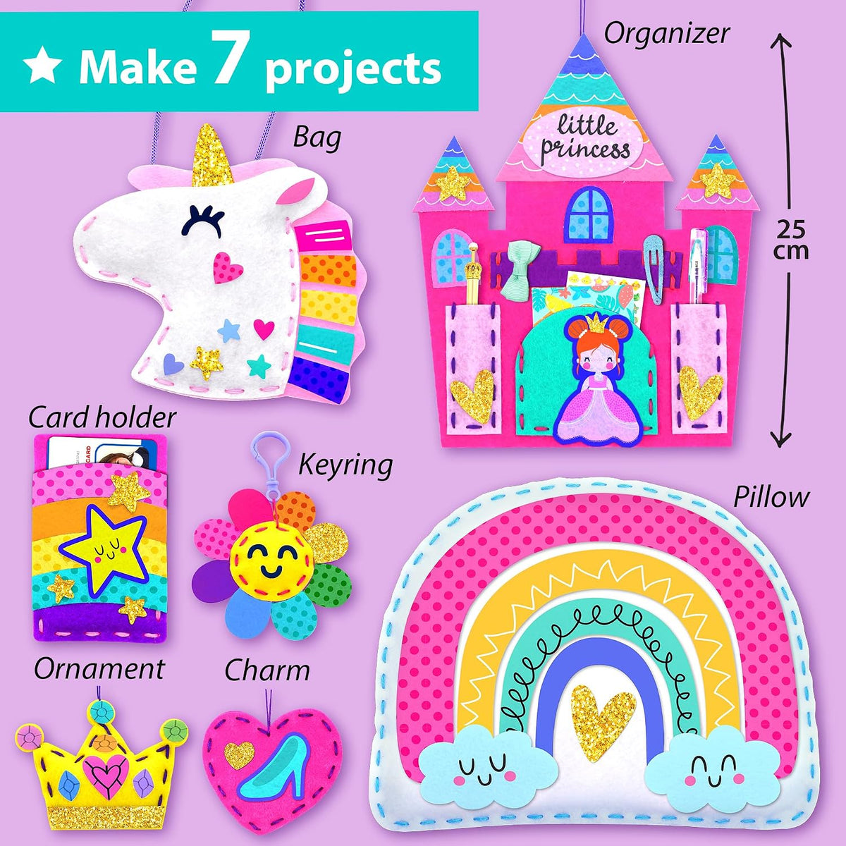 KRAFUN Mermaid Sea Animals Sewing Kit for Kids Age 6+ - Rainbow - image 3