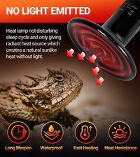REPTI ZOO 100W Reptile Heat Lamp 2Pack Ceramic Heat Emitter Night - 150W/2PCS - image 4