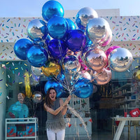 PartyWoo Metallic Silver Foil Balloons 20pcs Large Round Giant 4D - Blue-navy Blue / 6 PCS-22 INCH - image 2