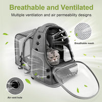 Cat Backpack Carrier, Breathable Cat Carrier Large Space Bubble Pet Backpack for Kitty Small Dog up - Square Expandable- Grey - image 3