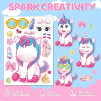 30 Unicorn Make-a-Face Sticker Sheets for Kids – Fun for Kids & Family - Fantasy Unicorn - image 3