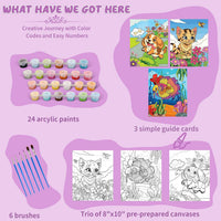 Jovial & Joyful kids paint by number kit with three framed animal canvases and paint pots - view 15