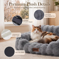 Orthopedic Cat Couch Bed for Indoor Cats - 24.0"L x 18.0"W x 10"Th / Grey - image 4