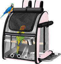 Bird Carrier Bag with Indestructible Stainless Steel Mesh - Pink