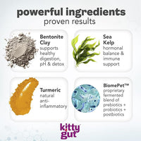 KittyGut 3-in-1 Organic Cat Probiotics & Postbiotic Supplement Powder- Made in USA-Probiotics for Cats Promote Gut Health and Cat Digestive Support, Diarrhea and Vomiting (90g)