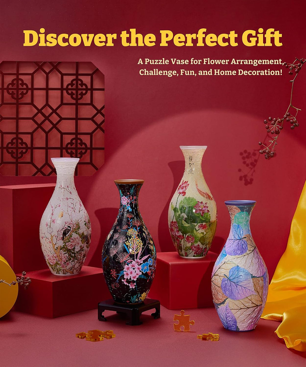 Pintoo Unique 3D Puzzle Vase for Adults - Colorful Leaves / 160 - image 3