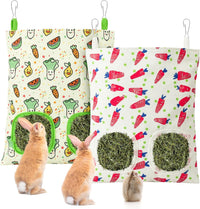 UPINS 2 Pack Guinea Pig Hay Feeder Bag - 28 x 25 cm / Red Green