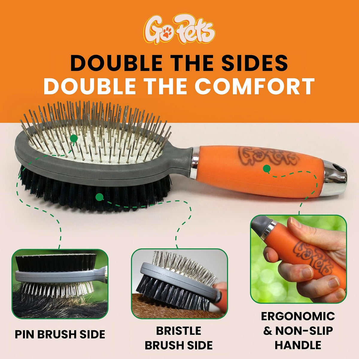 GoPets Double-Sided Pin & Bristle Brush - Double-Sided Pin & Bristle Brush - image 3