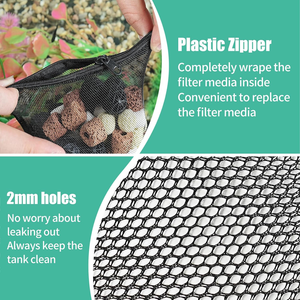 AQUANEAT 10pcs Aquarium Filter Media Bags - 3" x 4" - image 3