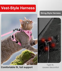 Cat Harness and Leash for Walking Escape Proof Soft Adjustable Cat - Pink / XS (4-6lb) - image 3