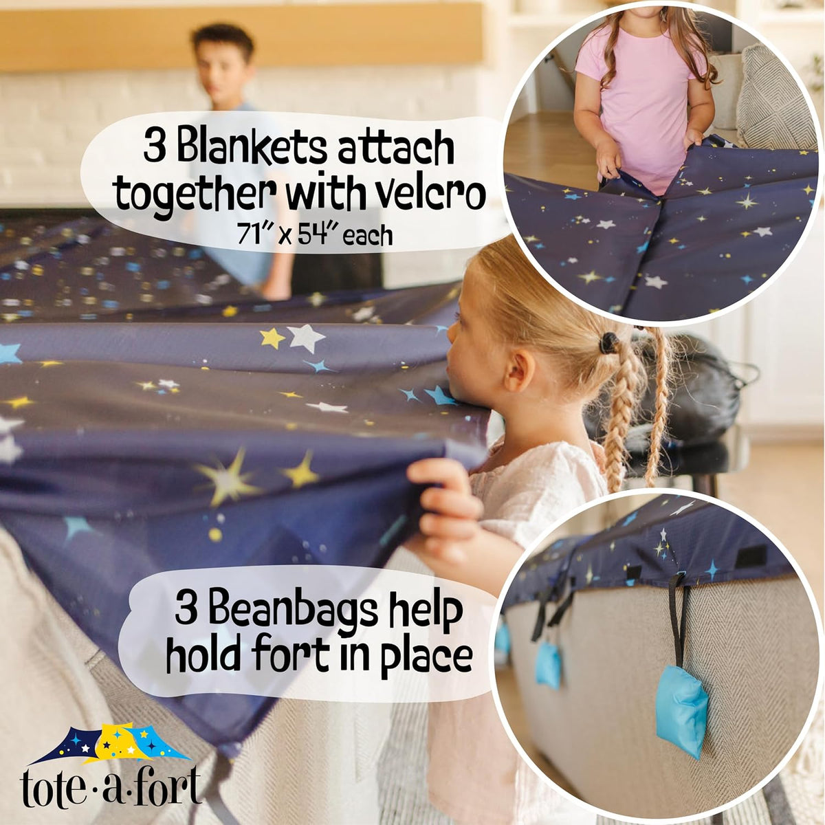TOTEAFORT Original Blanket Fort Building Kit for Kids – Fun for Kids & Family - Starry - image 2