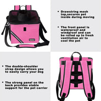 Pet Carrier Bicycle Basket Bag Pet Carrier/Booster Backpack for Dogs - Pink Carnation / 10.6"L x 11.4"W x 11.4"H - image 4
