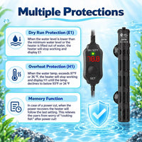 AquaMiracle Aquarium Heater Dry-Run Auto Power-Off & Overheat - For 40-75 Gal Aquariums - image 3