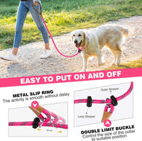 Reflective braided rope slip lead dog leash, 1/2 inch by 6 ft, with padded handle - view 4