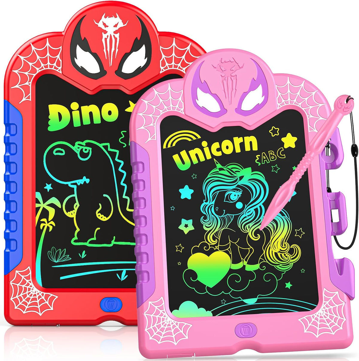 LCD Writing Tablet for Kids: Spidolapse Colorful Doodle Board - Red & Pink / 2 PACK